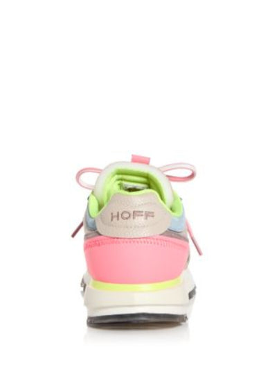 HOFF Womens Beige Mixed Media Breathable Mesh Logo Pull-Tab Cushioned Tana Round Toe Wedge Lace-Up Sneakers Shoes 10