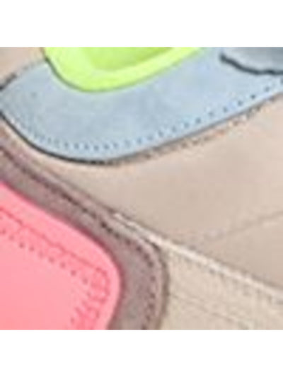 HOFF Womens Beige Mixed Media Breathable Mesh Logo Pull-Tab Cushioned Tana Round Toe Wedge Lace-Up Sneakers Shoes