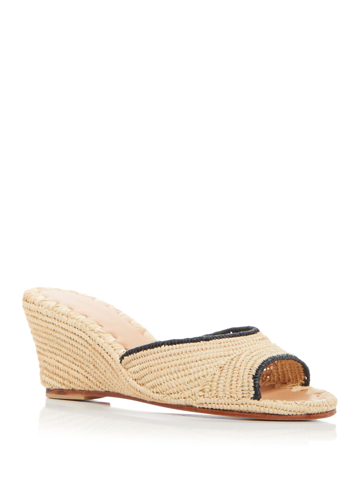 CARRIE FORBES Womens Beige Raffia Padded Woven Nador Round Toe Wedge Slip On Heeled Sandal 36