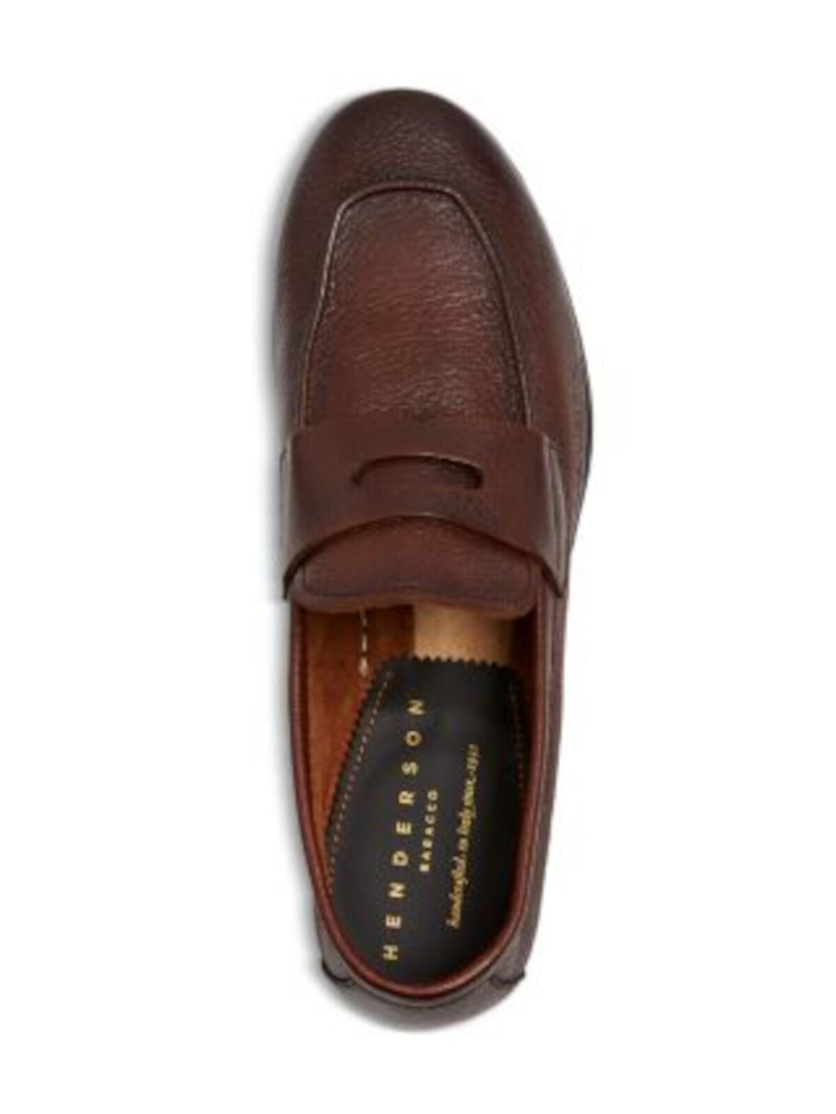 HENDERSON BARACCO Mens Brown Penny Strap Padded Capri Round Toe Block Heel Slip On Leather Dress Loafers Shoes 43.5