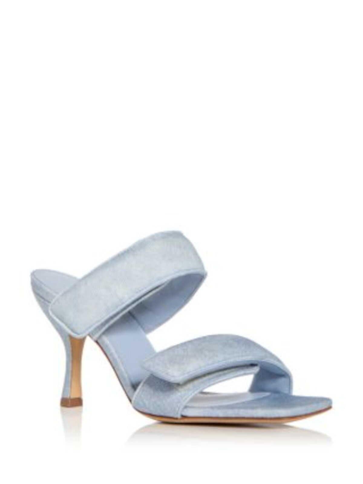 GIA BORGHINI Womens Light Blue Padded Straps Adjustable Padded Alodie Square Toe Flare Heeled Sandal 38.5