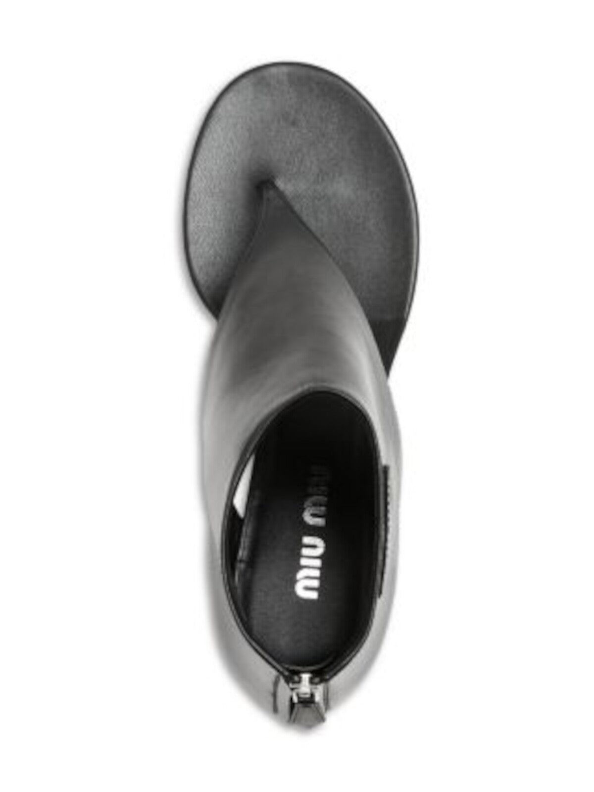MIU MIU Womens Black Padded Round Toe Kitten Heel Zip-Up Leather Thong Sandals Shoes 38