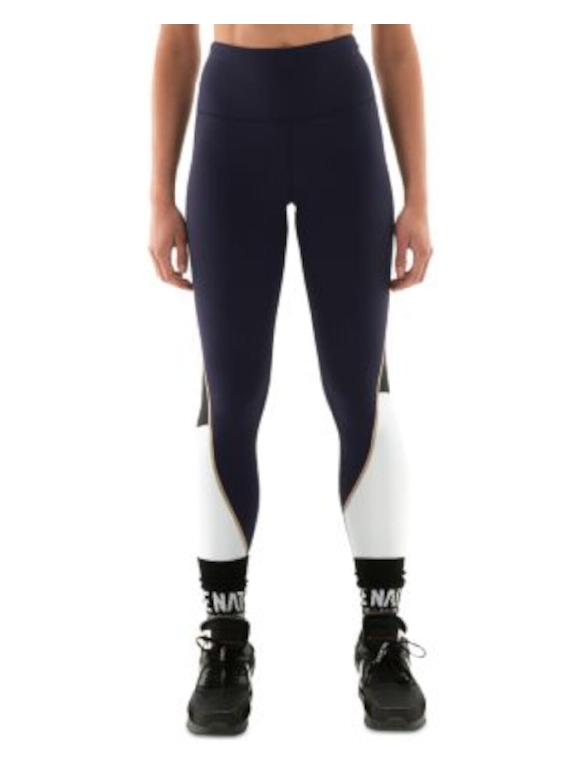 P. E NATION Womens Navy Pocketed Medium Compression Pull-on Color Block Active Wear High Waist Leggings XS