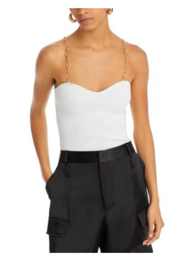 LUCY PARIS Womens Ivory Knit Sleeveless Sweetheart Neckline Tank Top L