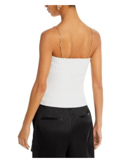 LUCY PARIS Womens Ivory Knit Sleeveless Sweetheart Neckline Tank Top L