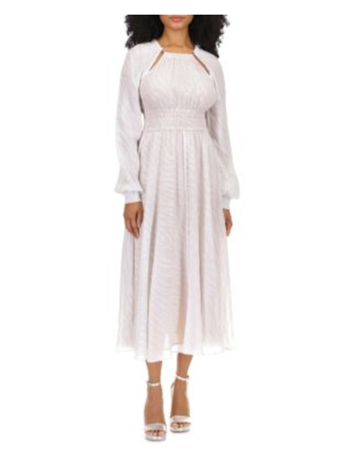 MICHAEL MICHAEL KORS Womens White Cut Out Zippered Smocked Waist Lined Bobbi + Bricka MICHAEL MICHAEL KORS Womens White Cut Out Zippered Smocked Waist Lined Bobbi + Bricka