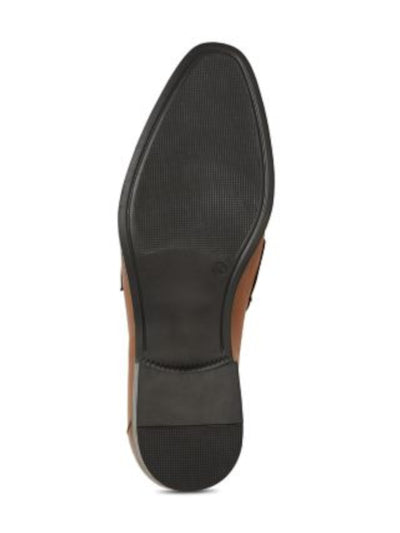 BRUNO MAGLI Mens Brown Antiqued Penny Strap Apron Toe Padded Durante Almond Toe Block Heel Slip On Leather Dress Loafers Shoes