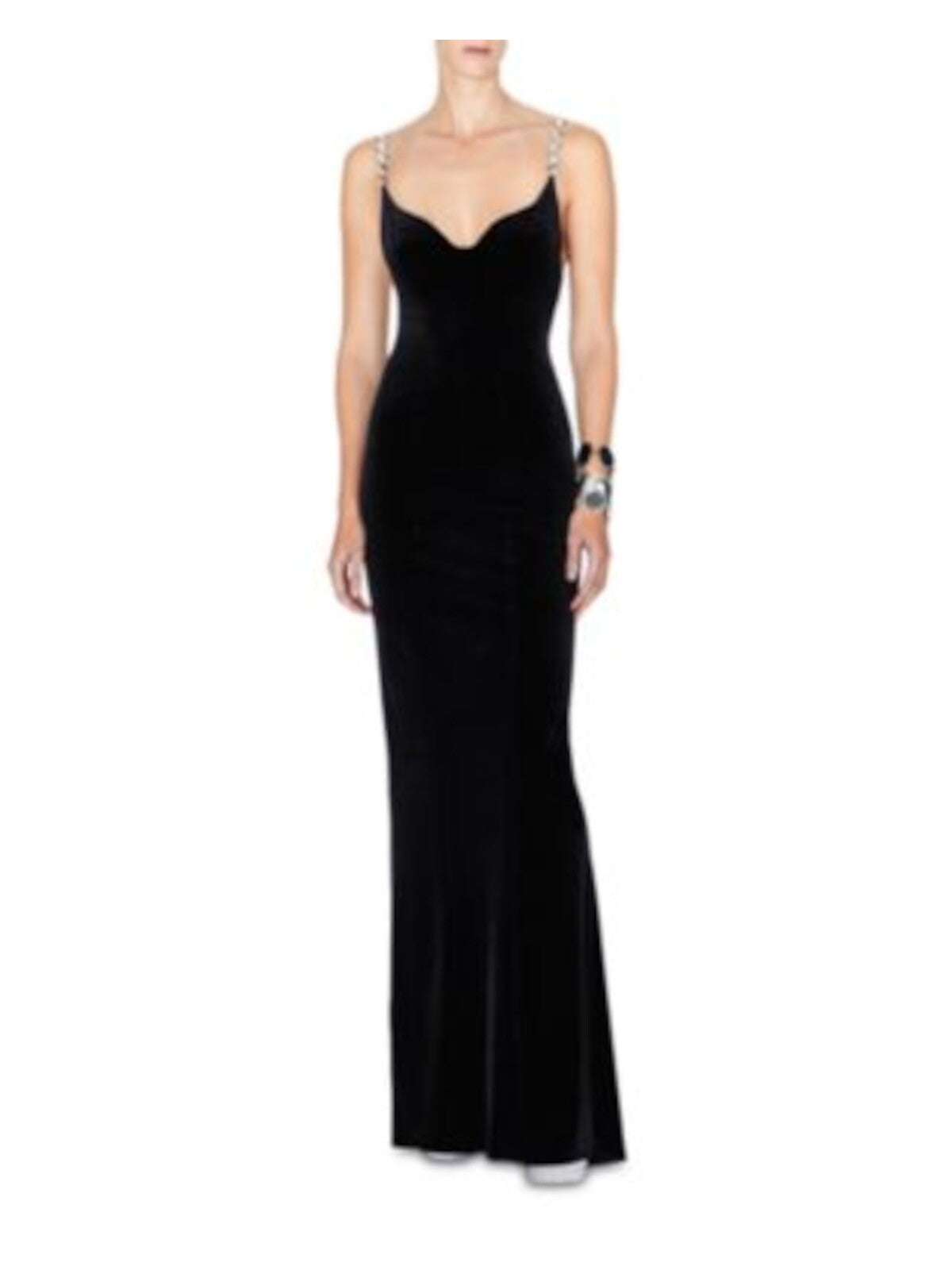 GALVAN LONDON Womens Black Zippered Lined Embellished Straps Sleeveless Sweetheart Neckline Full-Length Evening Gown Dress 42