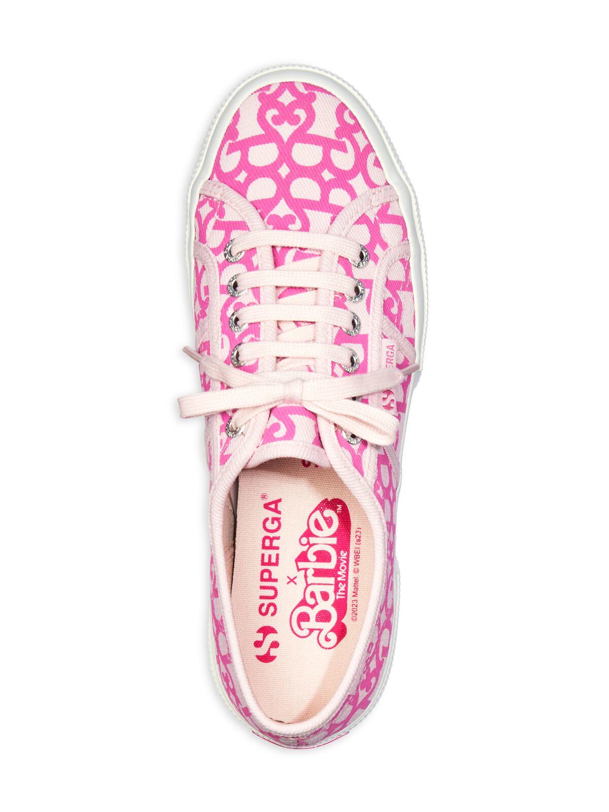 SUPERGA Womens Pink Printed Round Toe Platform Lace-Up Sneakers Shoes 8
