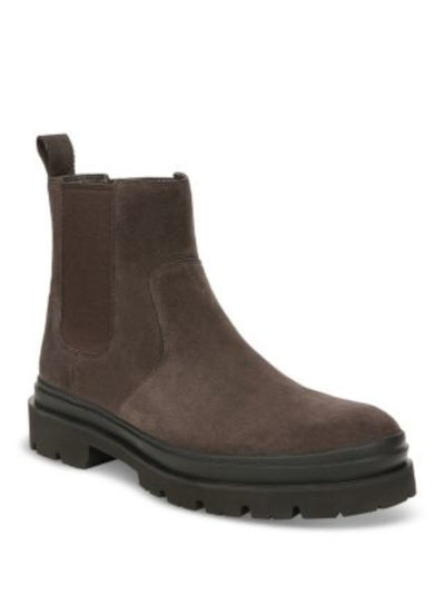 VINCE. Mens Brown 1" Platform Heel Pull-Tab Goring Lug Sole Reggio Round Toe Suede Chelsea Boot 9.5 M