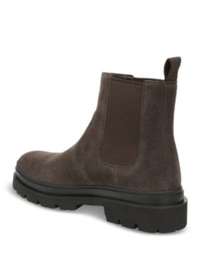 VINCE. Mens Brown 1" Platform Heel Pull-Tab Goring Lug Sole Reggio Round Toe Suede Chelsea Boot 9.5 M