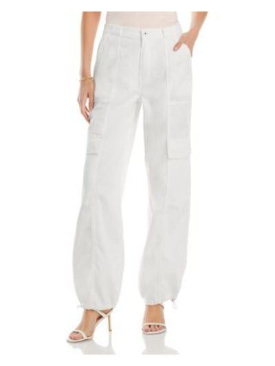 JONATHAN SIMKHAI Womens White Zippered Pocketed Straight Leg Toggle Hems Cargo Pants S