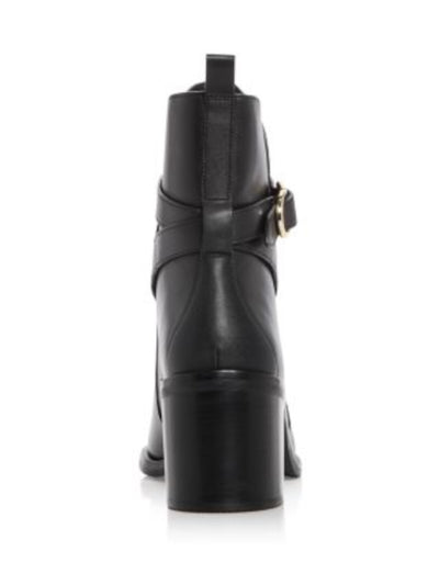 3.1 PHILLIP LIM Womens Black Ankle Wrap Heel Pull-Tab Padded Alexa Almond Toe Block Heel Buckle Leather Booties 37