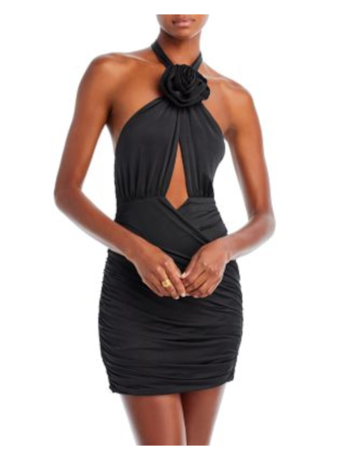 ENDLESS ROSE Womens Stretch Cut Out Sleeveless Halter Mini Party Body Con Dress