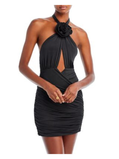 ENDLESS ROSE Womens Stretch Cut Out Sleeveless Halter Mini Party Body Con Dress