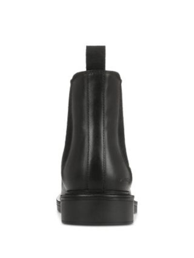 VINCE. Mens Black Heel Pull-Tab Goring Padded Erik Round Toe Block Heel Leather Chelsea Boot 8 M