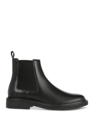 VINCE. Mens Black Heel Pull-Tab Goring Padded Erik Round Toe Block Heel Leather Chelsea Boot 8 M