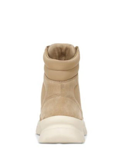 VINCE. Mens Beige Mixed Media Padded Collar Padded Lug Sole Elvio Round Toe Platform Lace-Up Boots Shoes 8 M