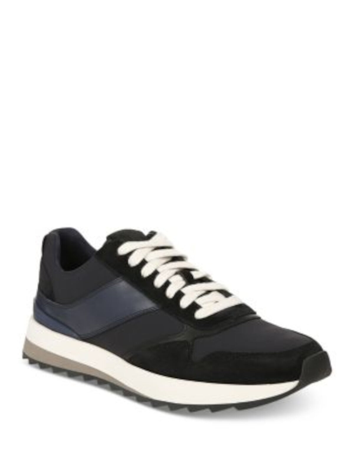 VINCE. Mens Black Mixed Media Logo Padded Treaded Edric Round Toe Wedge Lace-Up Leather Sneakers Shoes 9.5 M
