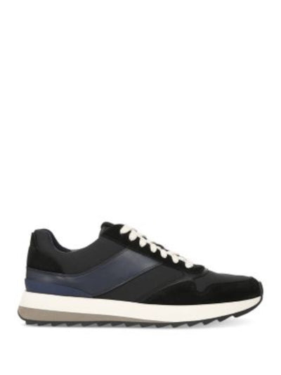 VINCE. Mens Black Mixed Media Logo Padded Treaded Edric Round Toe Wedge Lace-Up Leather Sneakers Shoes 9.5 M