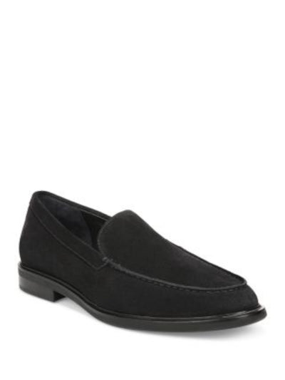 VINCE. Mens Navy Moc Toe Padded Grant Round Toe Block Heel Slip On Leather Dress Loafers Shoes 10.5 M