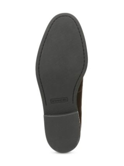 VINCE. Mens Navy Moc Toe Padded Grant Round Toe Block Heel Slip On Leather Dress Loafers Shoes M