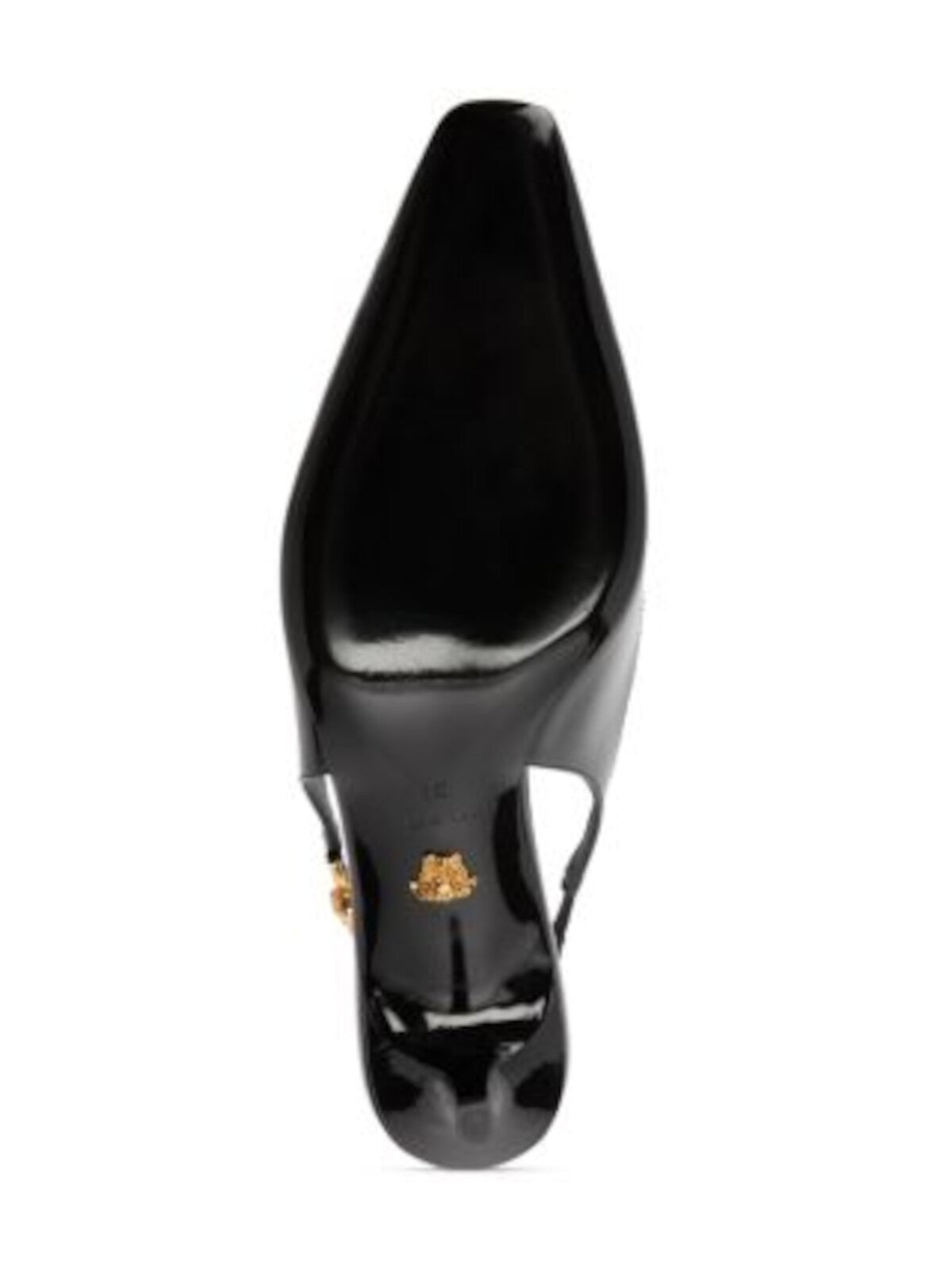 VERSACE Womens Black Metallic Accent Strap Goring Padded Square Toe Kitten Heel Slip On Leather Dress Slingback