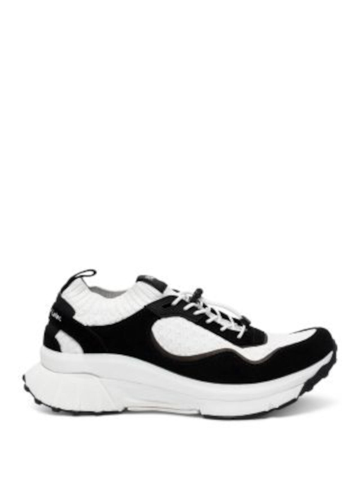 P448 Womens Black Mixed Media Heel Pull-Tab Stretch Logo Padded Lightning Round Toe Wedge Sneakers Shoes 37