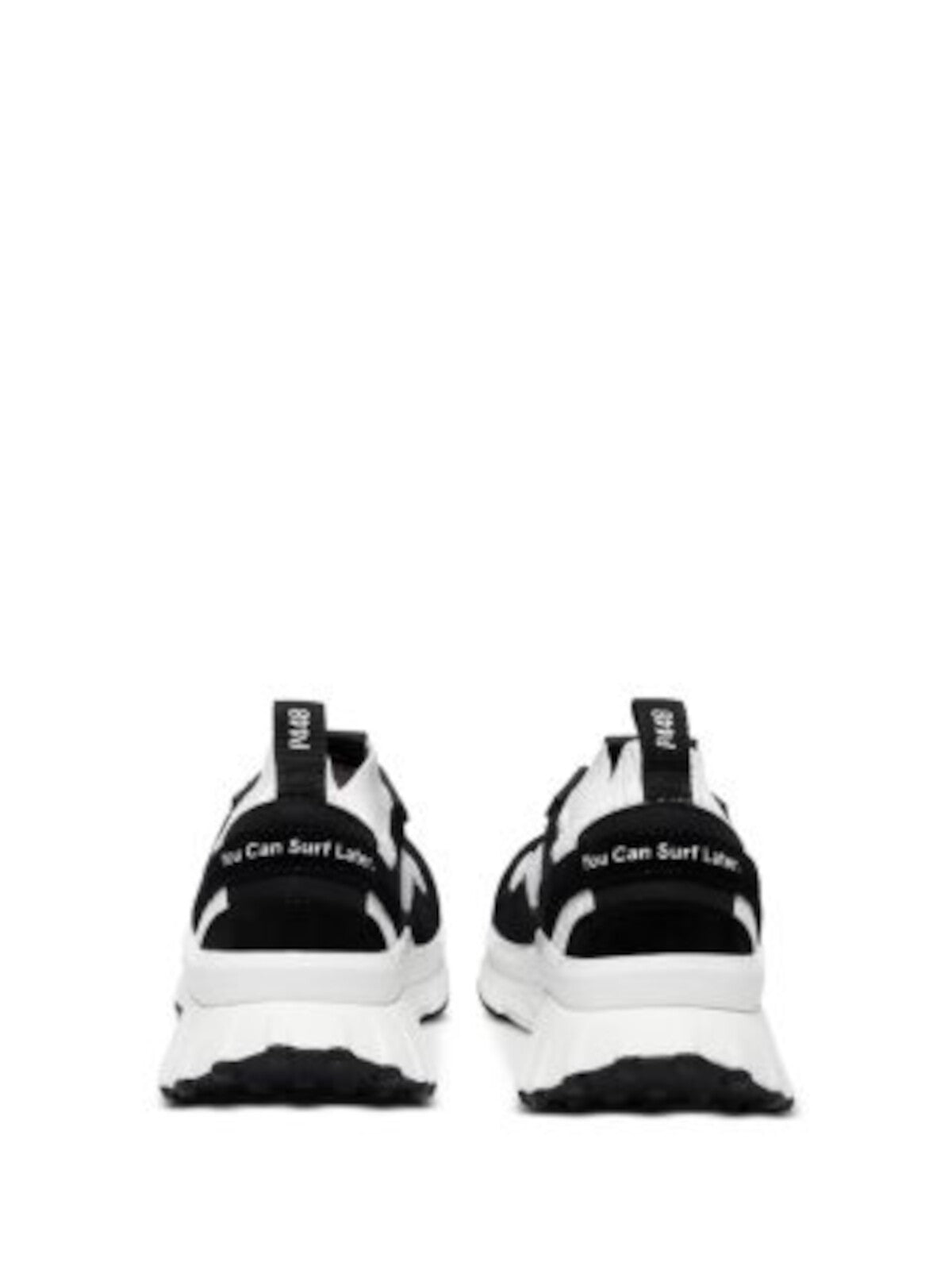 P448 Womens Black Mixed Media Heel Pull-Tab Stretch Logo Padded Lightning Round Toe Wedge Sneakers Shoes 37