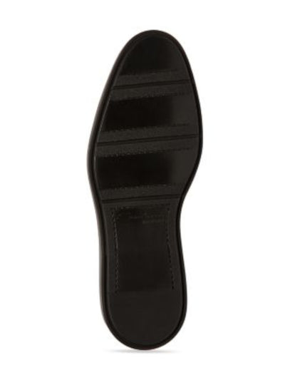 SANTONI Mens Black Apron Toe Padded Detroit Almond Toe Wedge Slip On Leather Dress Loafers Shoes