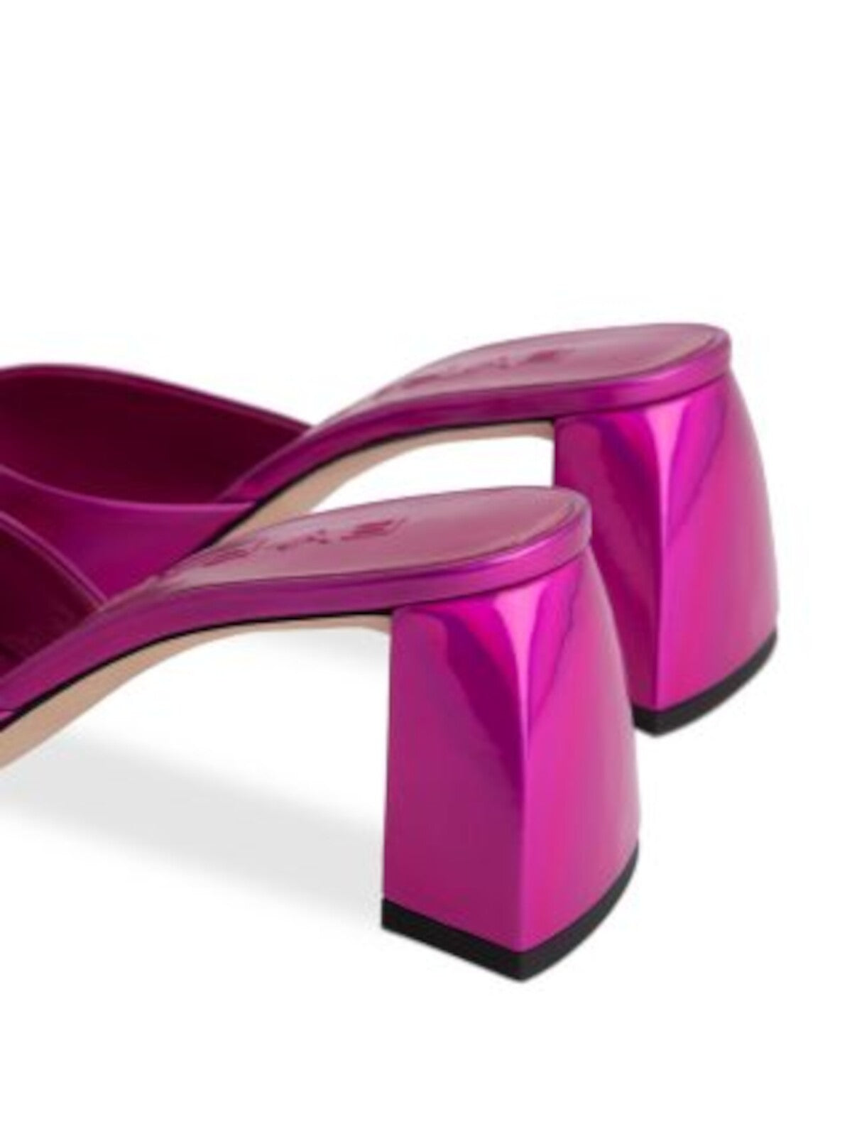 BY FAR Womens Pink Iridescent Padded Romy Square Toe Block Heel Slip On Heeled Sandal 39