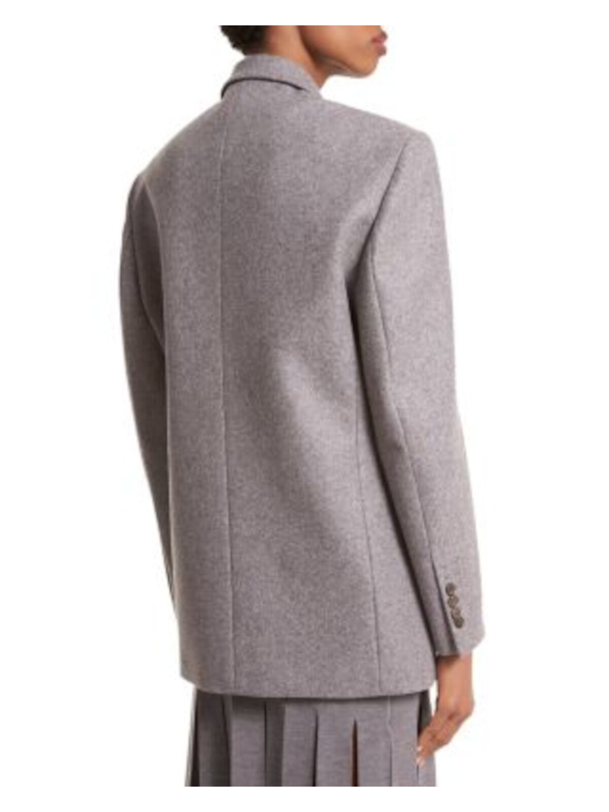 MICHAEL KORS COLLECTION Womens Gray Pocketed Lined Button Front Heather Wear To Work Blazer Jacket 0