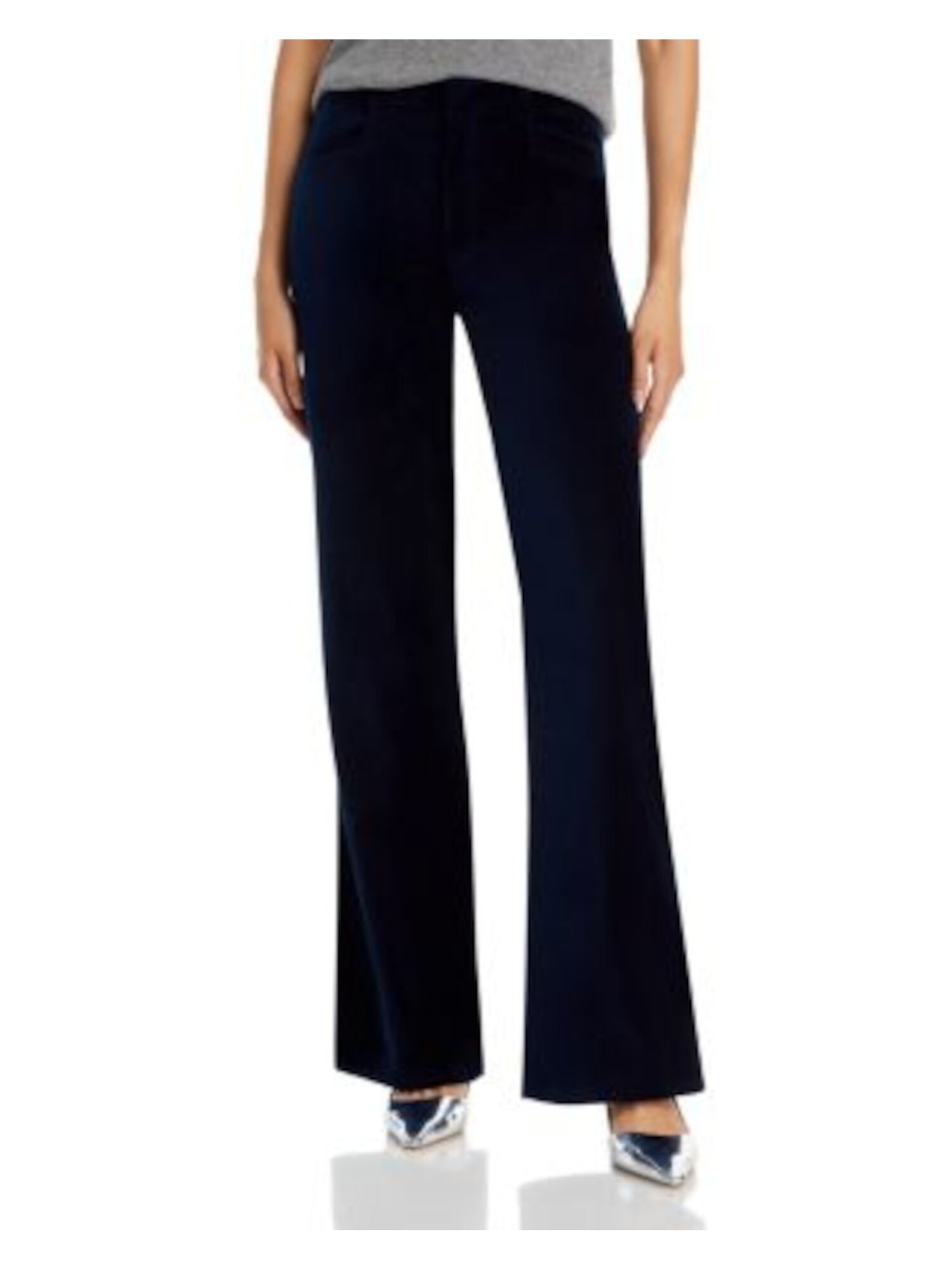 PAIGE Womens Navy Zippered Pocketed Wide Leg Wear To Work High Waist Pants 34