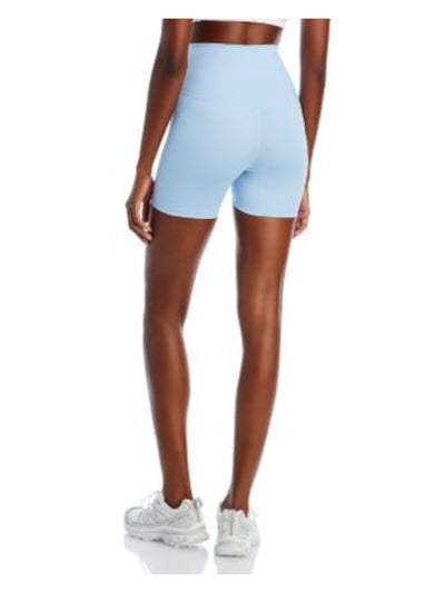 GIRLFRIEND COLLECTIVE Womens Light Blue Pocketed Wide Waistband High Compression Active Wear High Waist Shorts XXS