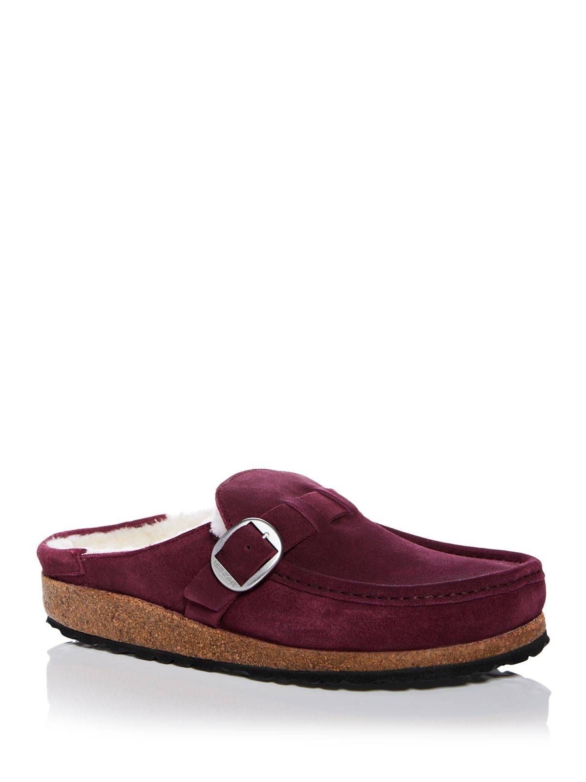 BIRKENSTOCK Womens Maroon Buckle Accent Comfort Buckley Round Toe Slip On Leather Clogs Shoes 41