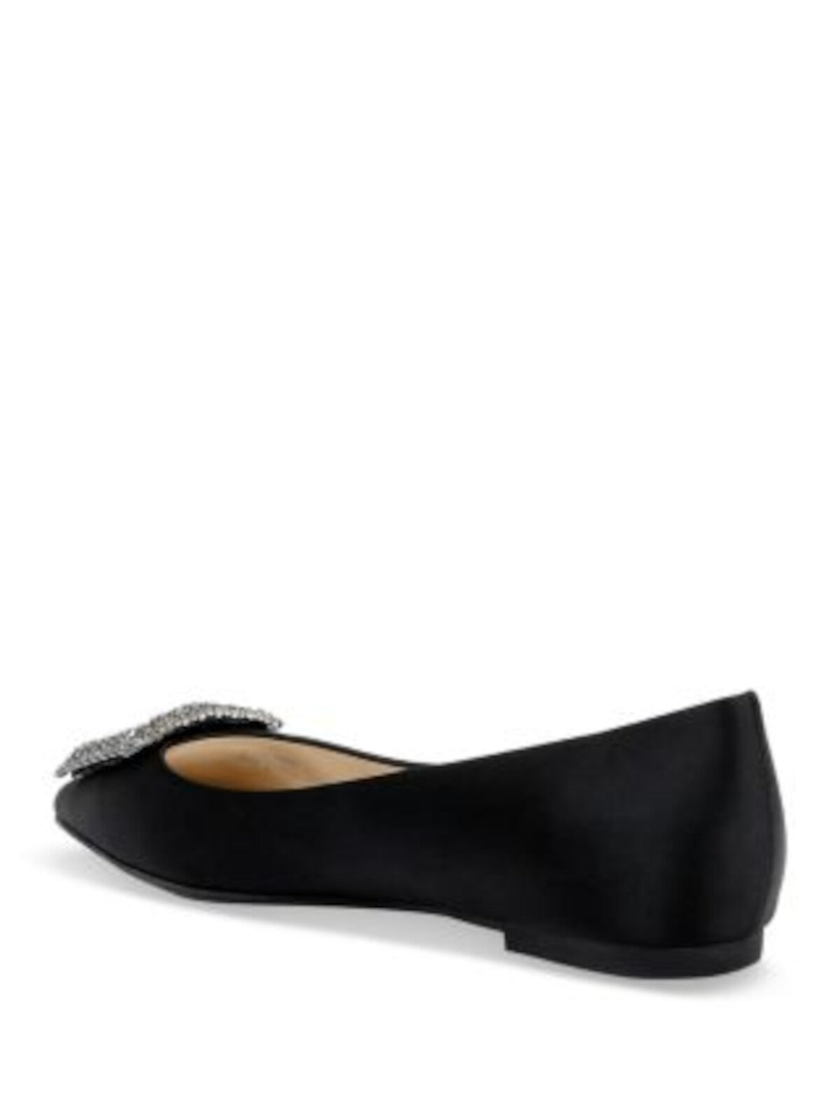 BADGLEY MISCHKA Womens Black Embellished Hardware Rhinestone Padded Emerie Pointed Toe Slip On Flats Shoes 7