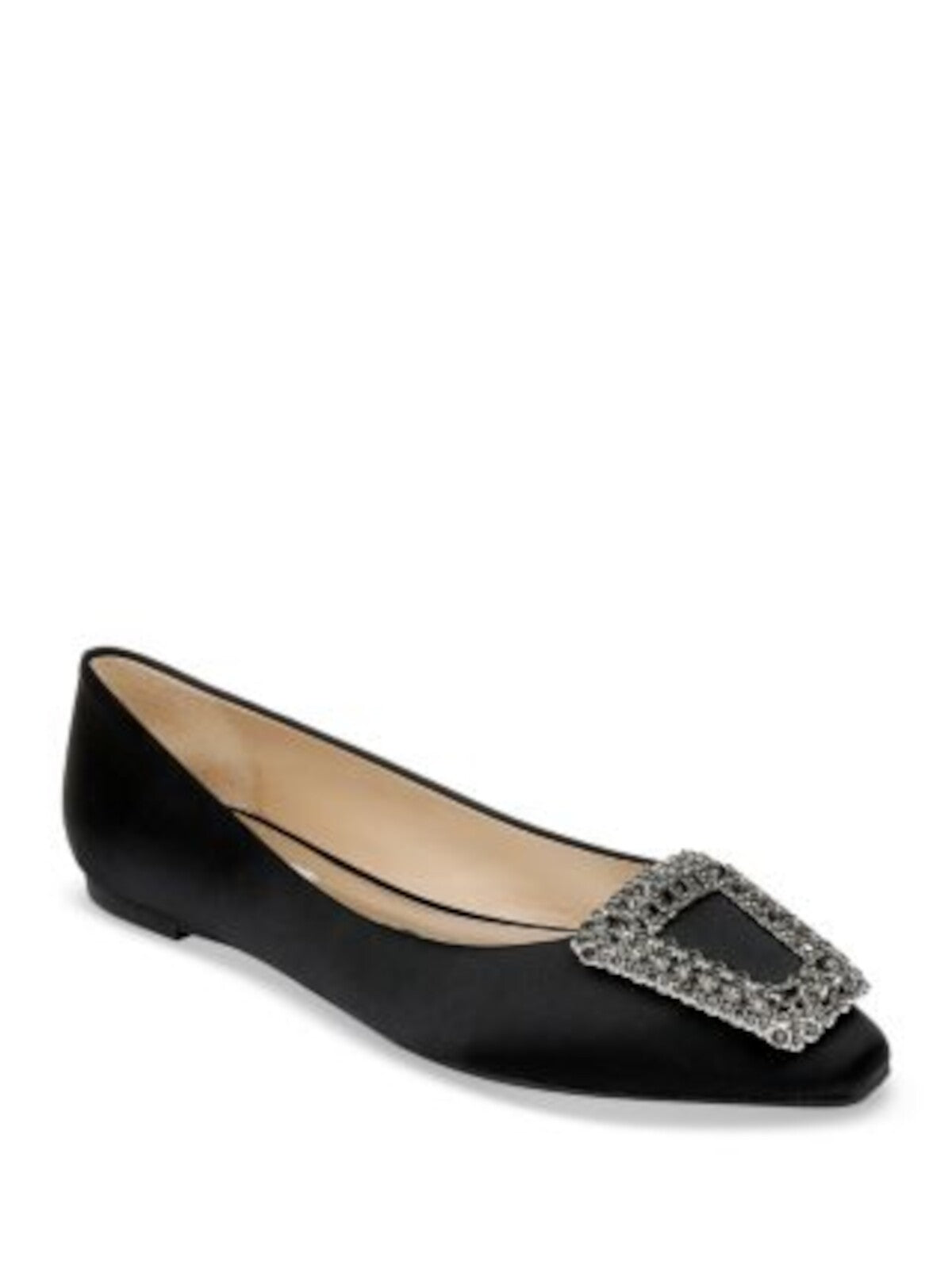 BADGLEY MISCHKA Womens Black Embellished Hardware Rhinestone Padded Emerie Pointed Toe Slip On Flats Shoes 6.5