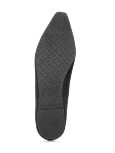 BADGLEY MISCHKA Womens Black Embellished Hardware Rhinestone Padded Emerie Pointed Toe Slip On Flats Shoes