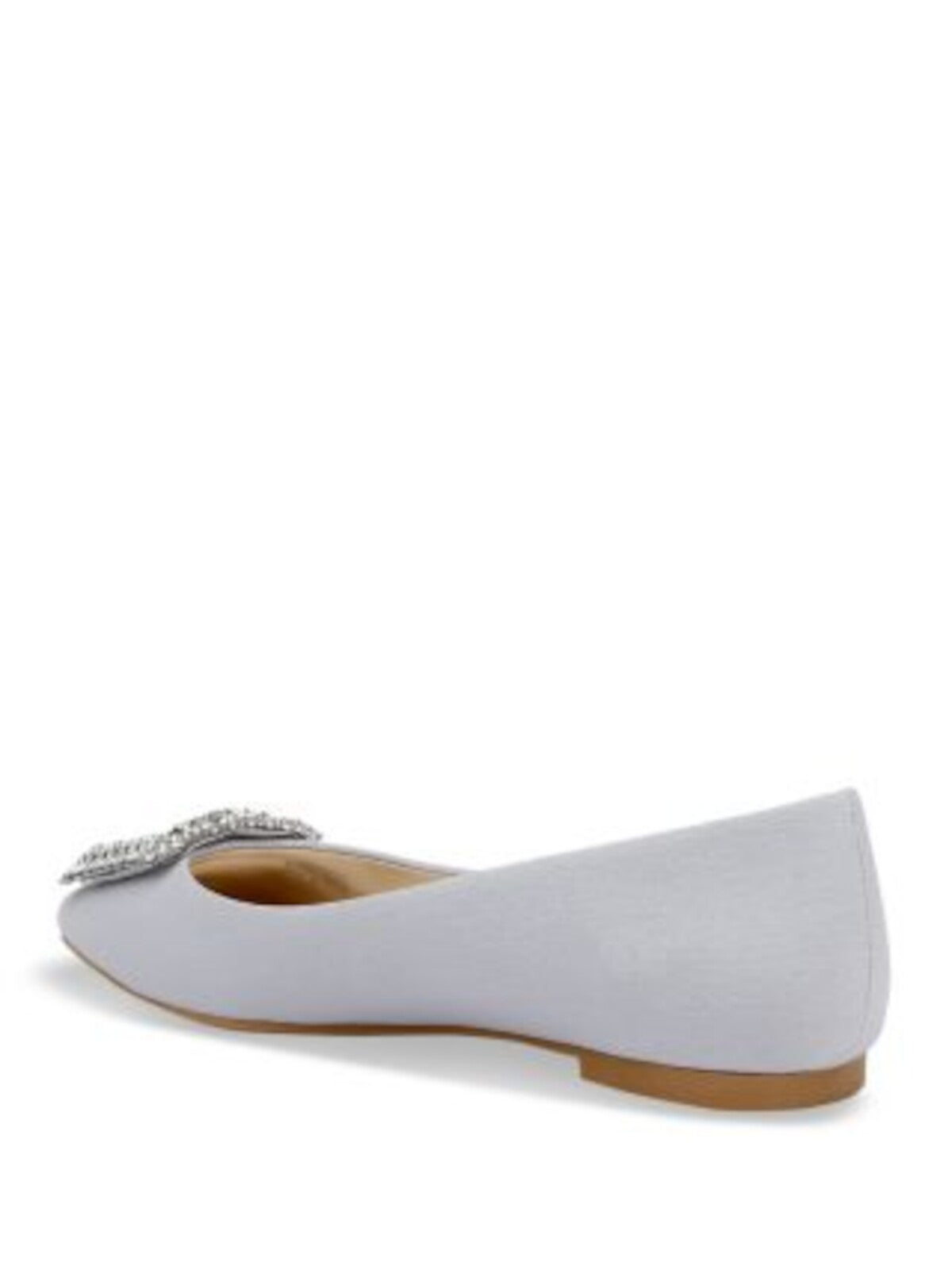 BADGLEY MISCHKA Womens Silver Embellished Hardware Rhinestone Padded Emerie Pointed Toe Slip On Flats Shoes 9