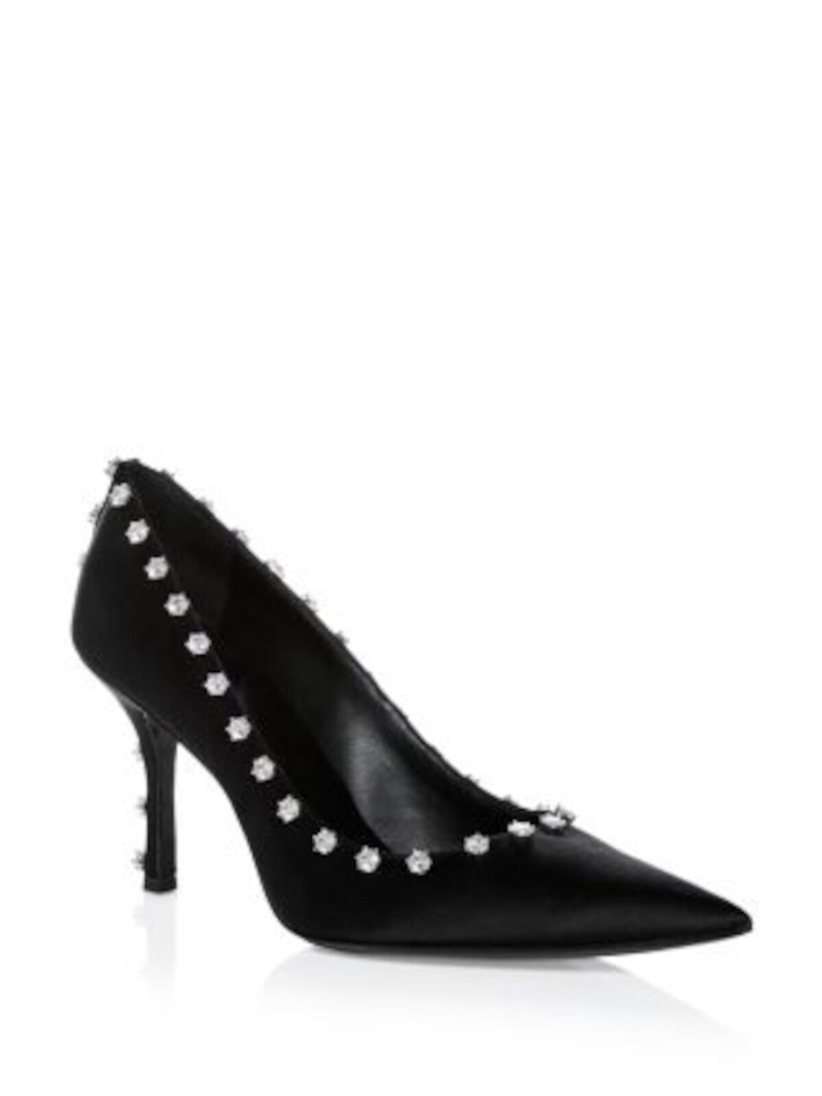 SAINT LAURENT Womens Black Crystal Embellishments Cushioned Delphine 85 Pointed Toe Stiletto Slip On Pumps Shoes 38