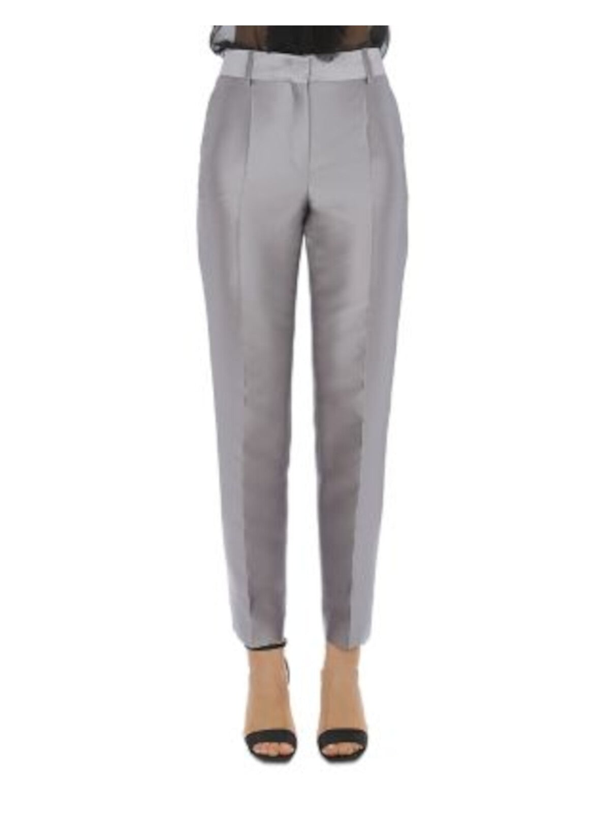 ALBERTA FERRETTI Womens Gray Zippered Pocketed Creased Legs Cropped Evening Straight leg Pants 2