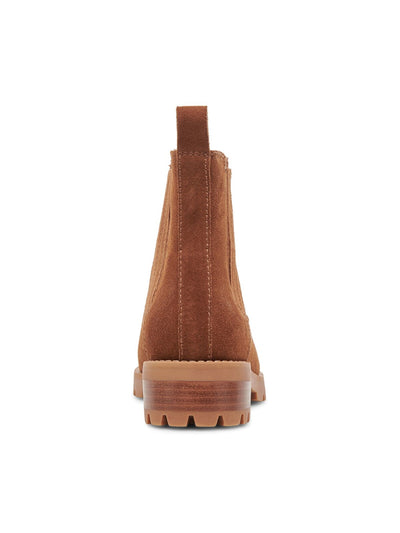 DOLCE VITA Womens Brown Back Pull-Tab Goring Padded Waterproof Lug Sole Fraya H2o Round Toe Block Heel Slip On Leather Chelsea Boot 8