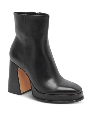 DOLCE VITA Womens Black 1" Platform Goring Padded Lochly Round Toe Block Heel Zip-Up Leather Heeled Boots 9 M