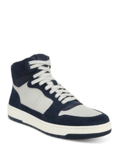 VINCE. Mens Navy Mixed Media Perforated Padded Mason Round Toe Platform Lace-Up Sneakers Shoes 10 M