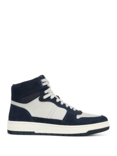 VINCE. Mens Navy Mixed Media Perforated Padded Mason Round Toe Platform Lace-Up Sneakers Shoes 10 M