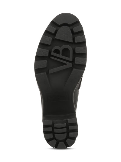 VERONICA BEARD Womens Black 1" Platform Metallic Hardware Padded Wynter Round Toe Block Heel Slip On Leather Heeled Mules Shoes M