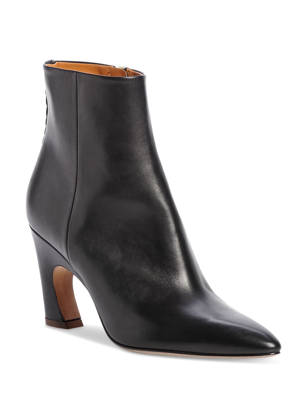 CHLOE Womens Black Braided Accent Padded Oli Pointed Toe Sculpted Heel Zip-Up Leather Booties 36