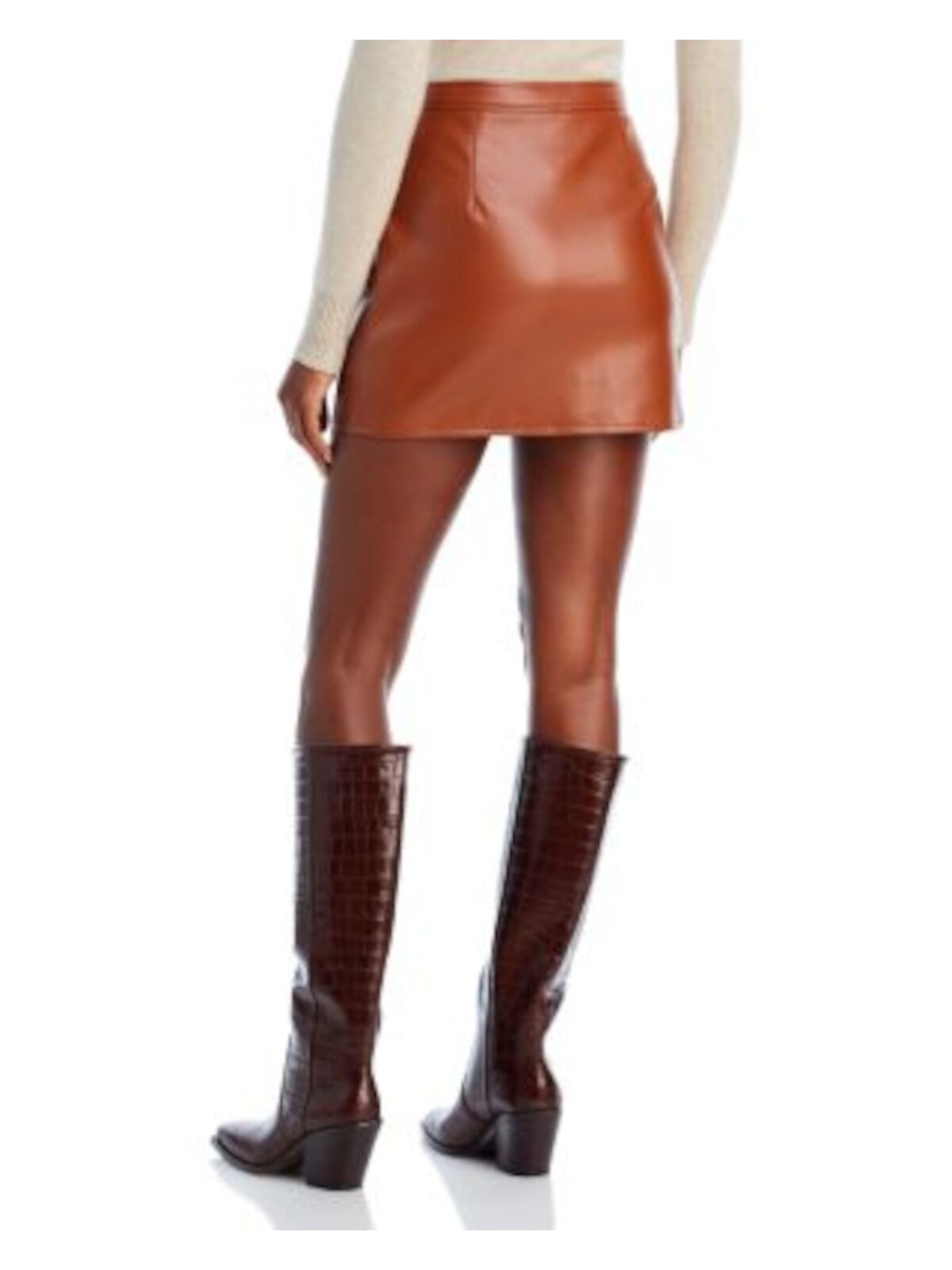 LUCY PARIS Womens Brown Faux Leather Zippered Pocketed Snap Closures Mini Fit + Flare Skirt XL