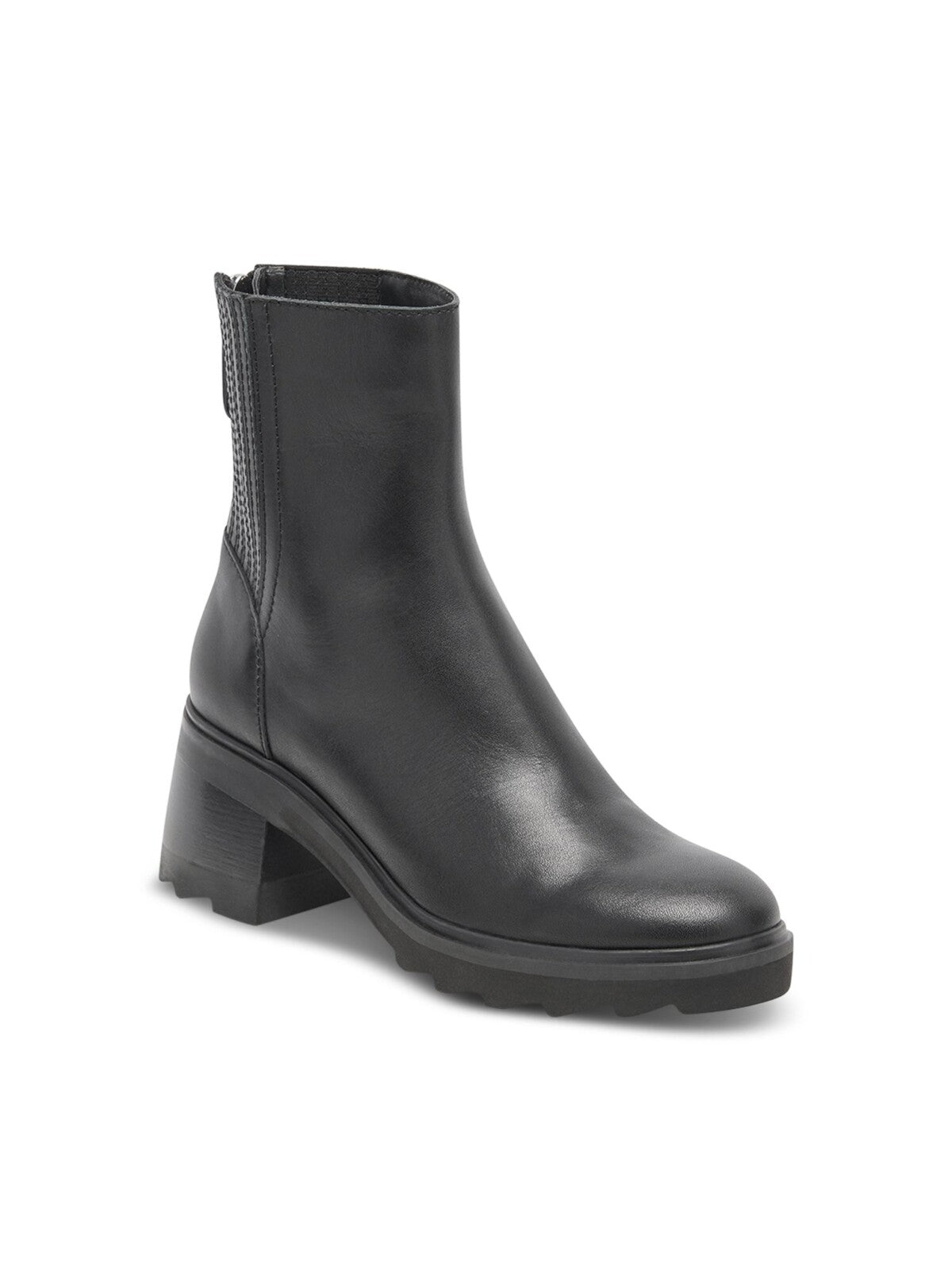 DOLCE VITA Womens Black 1" Platform Cushioned Lug Sole Goring Martey H2o Round Toe Block Heel Zip-Up Leather Booties 8.5