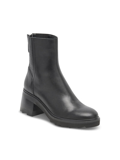 DOLCE VITA Womens Black 1" Platform Cushioned Lug Sole Goring Martey H2o Round Toe Block Heel Zip-Up Leather Booties 8.5